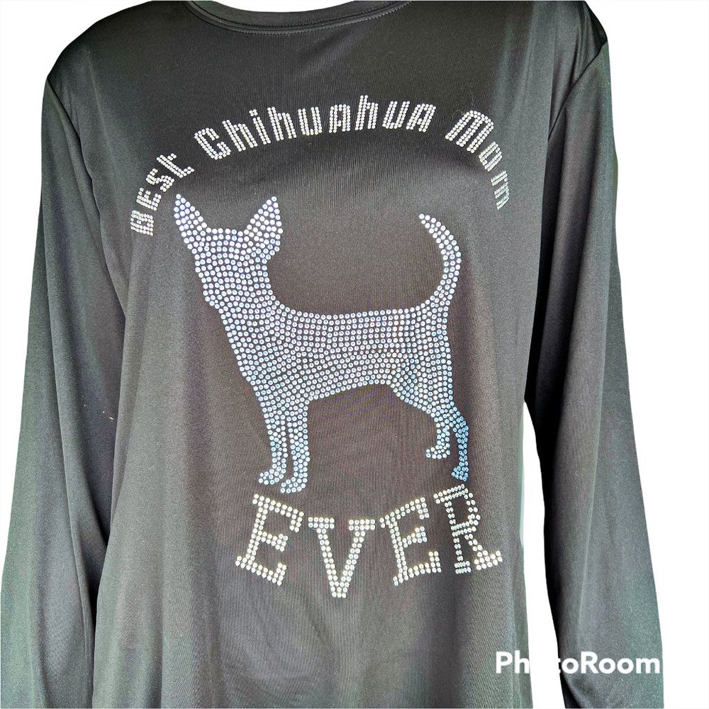 Best Chihuahua Mom Ever Rhinestone Cooling Performance Long Sleeve Crew Shirt